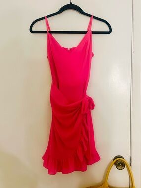 Lilly Pulitzer Hot Pink Ruffle Alisa Wrap Dress